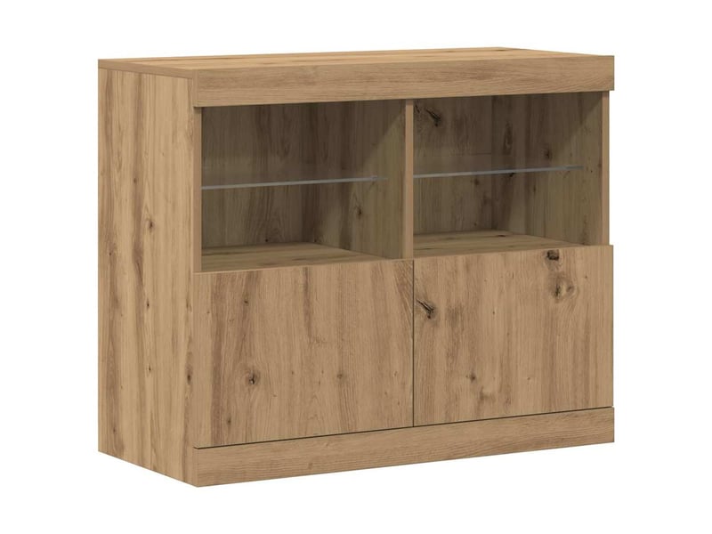  Buffet - bahut - meuble de rangement led marron 81 x 37 x 66,5 cm bois d'ingénierie  - Conforama A