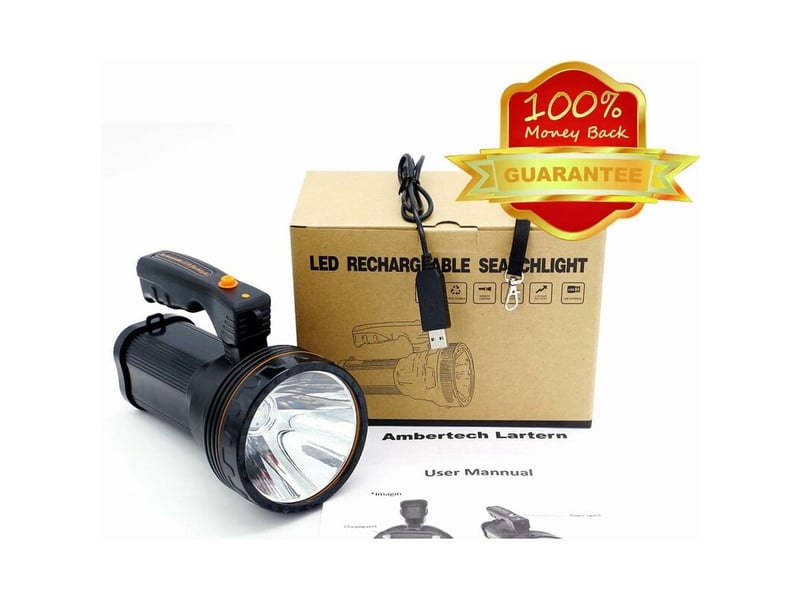 Lampe de poche à del rechargeable de 7000 lumens brillante avec bords tranchants , noir, 1 - Conforama D