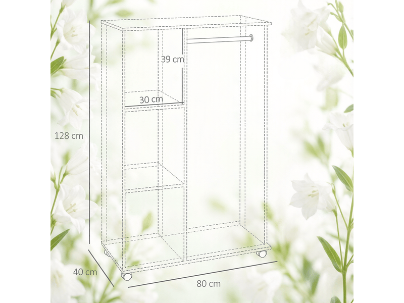  Armoire ouverte de rangement, dressing chambre en bois, penderie portable, étagère  - Conforama C