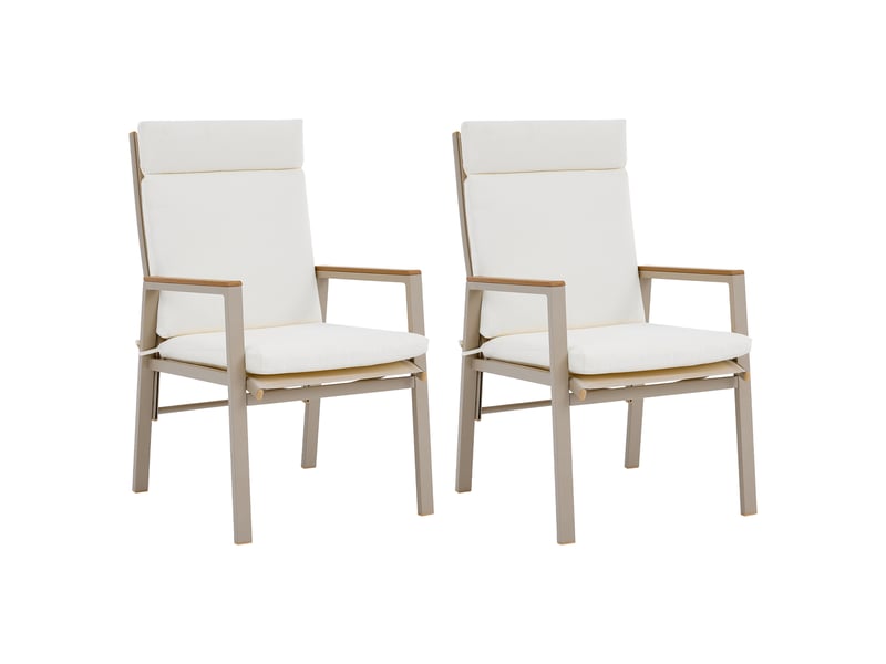  Lot de 2 chaises de jardin,72x57x101 cm,métal et textilene,beige kaki  - Conforama A
