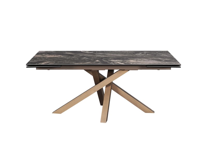  Table à manger rectangulaire extensible 8-10 pers. En céramique effet marbre brun et piètement bronze 180-260x98 cm - molina Molina - Conforama C
