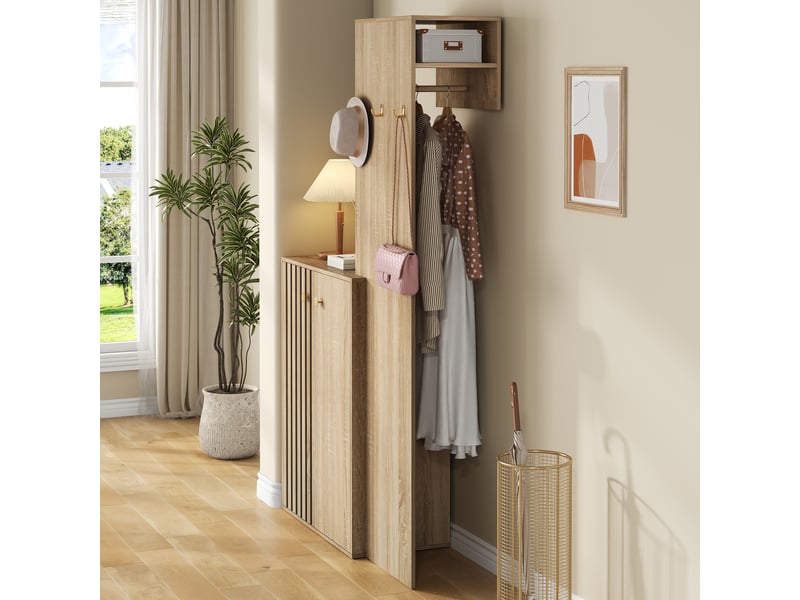  Penderie mobile - armoire d'entrée moderne avec espace de rangement, ensemble d'armoire, armoire compacte, naturel  - Conforama R