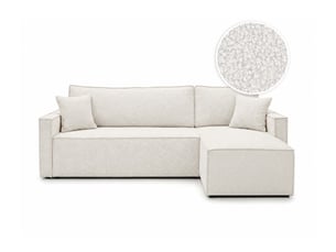 Canapé d'angle réversible convertible LOUNGITUDE FARAH 4 places Tissu bouclette Blanc