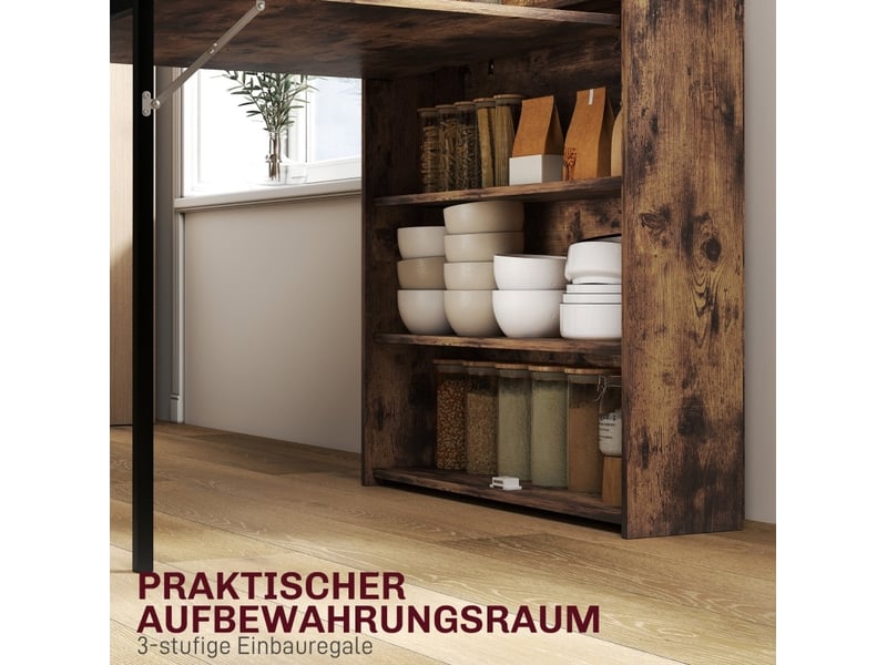  Table à manger pliante avec étagère 80x90x93 cm – bois rustique – gain de place pour petits espaces  - Conforama E