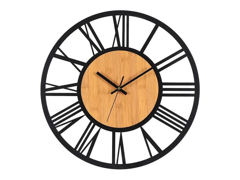  Horloge murale métal et bois 40cm – style classique  - Conforama A