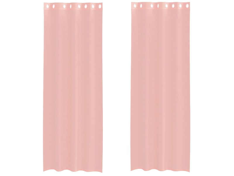  Lot de 2 rideaux en voile, voilages avec œillets rose 140x260 cm cf44401  - Conforama A
