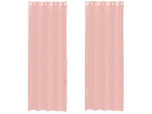 Lot de 2 rideaux en voile, voilages avec œillets rose 140x260 cm cf44401