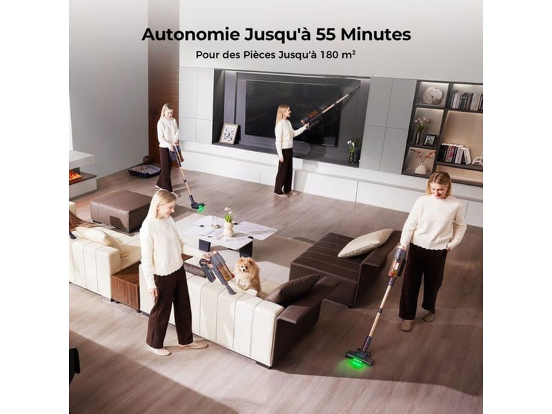  Aspirateur balai sans fil 55kpa 550w sols durs et tapis anti-enchevêtrement brosse v 406392_AACVZ22628_6_DROPFR - Conforama E