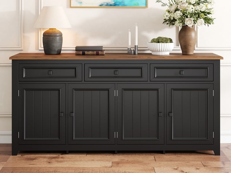  Buffet moderne, 4 portes et 3 tiroirs, ensemble de rangement pour salon, meuble tv, meuble d'entrée, meuble de rangement, blanc  - Conforama B