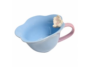 Petite tasse en céramique, fleur bleue, 220 ml
