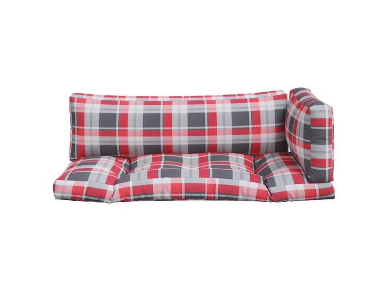  Lot de 3 coussins de palette, coussins de canapé carreaux rouges tissu cf59472  - Conforama D