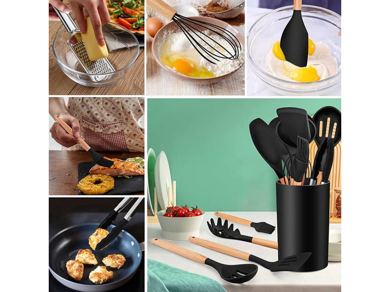  Coffret cadeau de 12 ustensiles de cuisine antiadhésifs en silicone: spatule et louche  - Conforama C