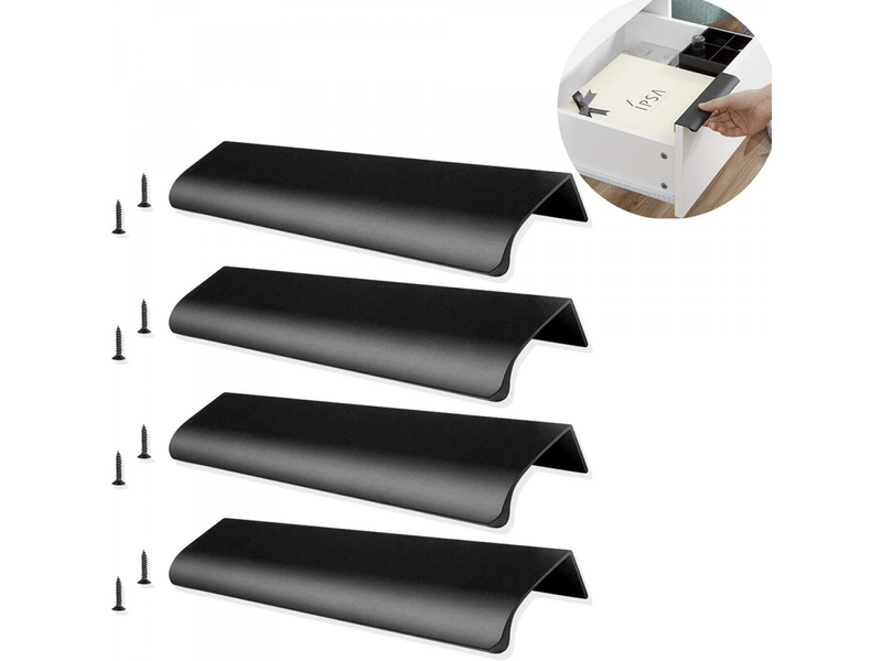  4 poignées noires de 150 mm pour armoire de cuisine, tiroir, porte, armoire (128 mm)  - Conforama A