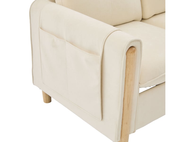  Canapé en u 4 places en chenille beige avec deux poufs et coffres de rangement intégrés  - Conforama W
