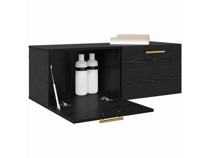  Meuble mural, rangement salon 100 x 36.5 x 35 cm bois d'ingénierie chêne noir shl1458  - Conforama C
