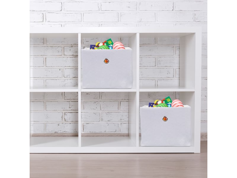  Lot de 2 boîtes de rangement décoratives en tissu pliables 16 x 20,5 x 25 cm en lin gris 13_0013756  - Conforama E