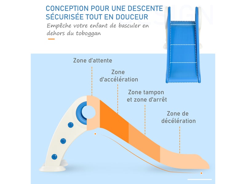  Toboggan enfant pliable pour usage intérieur et extérieur 3 à 6 ans 120 x 50 x 56 cm hdpe bleu  - Conforama R