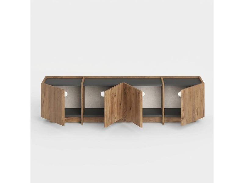  Support mural pour téléviseur avec portes à fermeture douce lowen - bois neutre  - Conforama C