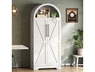 Buffet blanc moderne 165x70x40cm armoire rangement cuisine design voûté mdf