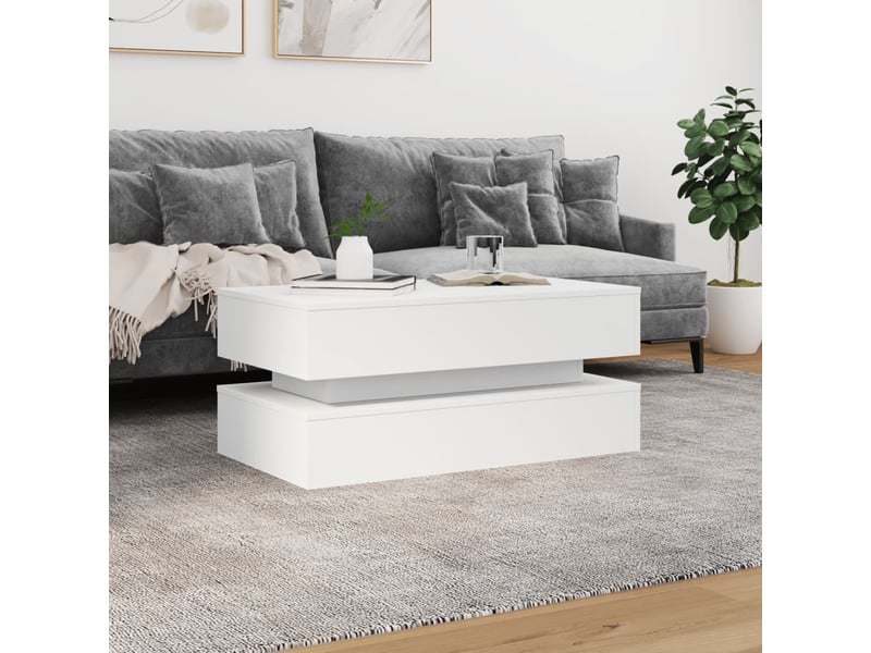  Table basse | table d'appoint salon avec lumières led blanc 90x50x40 cm shl3282  - Conforama D