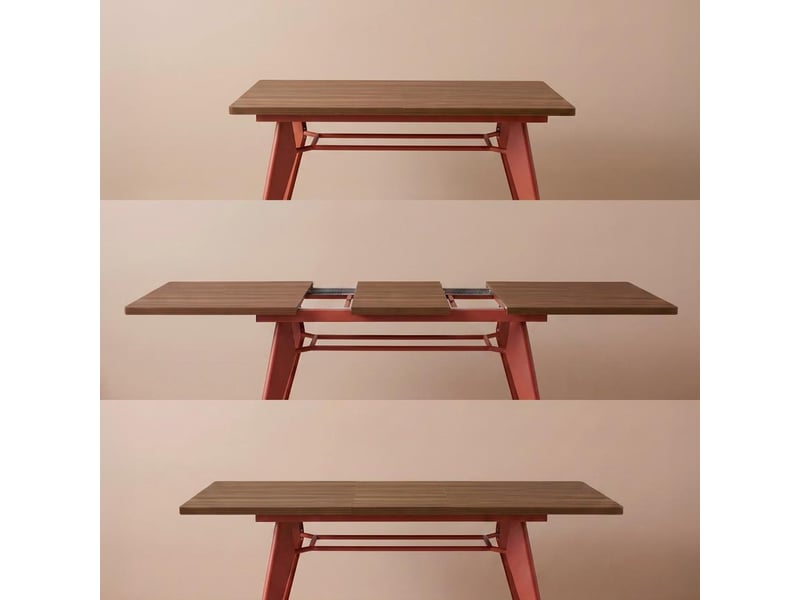  Table à manger extensible 140180cm pieds métal terracotta et plateau finition noyer meloe MELOE - Conforama C