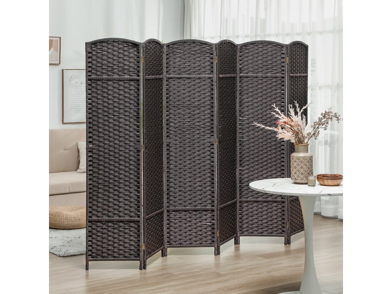 Paravent interieur en bois 6 panneaux 240 x 170 cm séparateur de pièce pliable pour salon, naturel, chambre à coucher  - Conforama D
