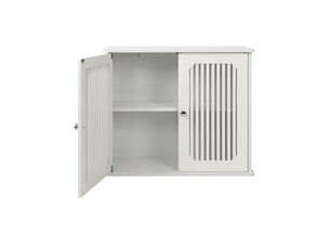 Armoire murale de salle de bain 60x20x52 cm 2 portes à lamelles mdf blanc
