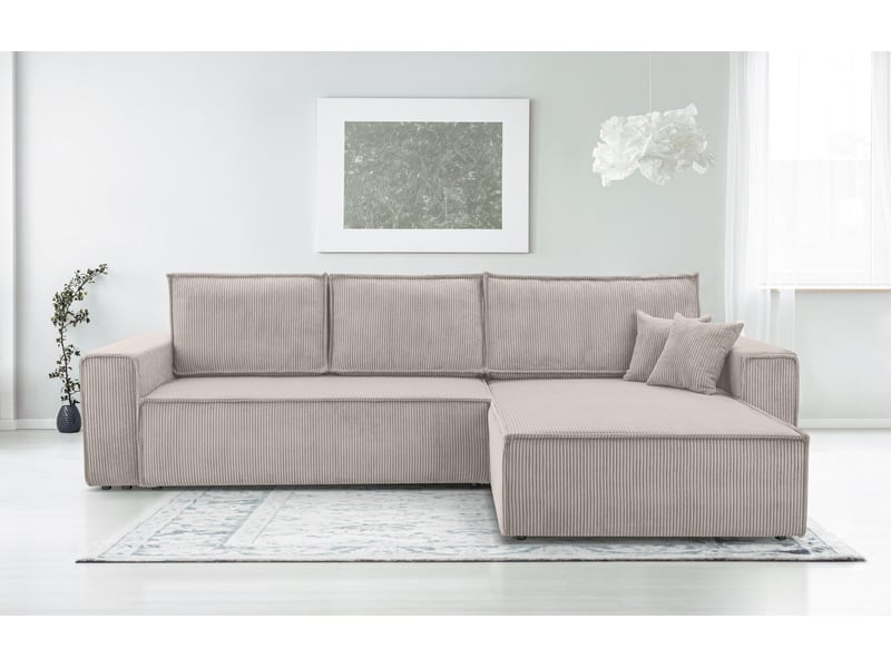  Canapé d’angle en velours côtelé blanc cedria – 287 cm CedriaMini - Conforama B