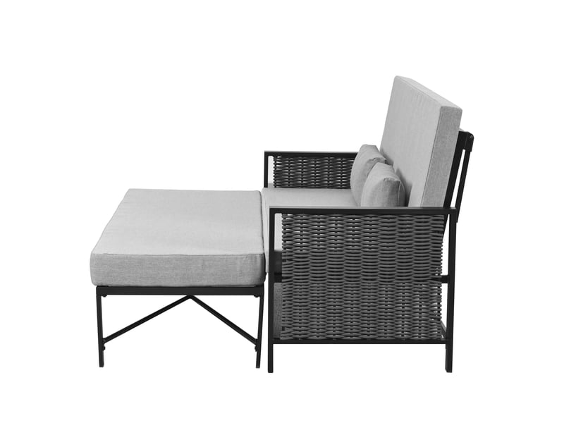 Canapé de jardin 2 places convertible bain de soleil, dossier réglable 5 positions, gris  - Conforama E