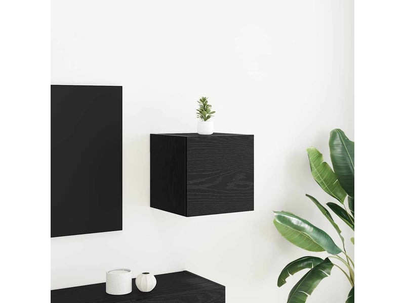 Meuble tv - banc tv - meuble de rangement mural 30,5 x 30 x 30 cm chêne noir bois d'ingénierie - Conforama B