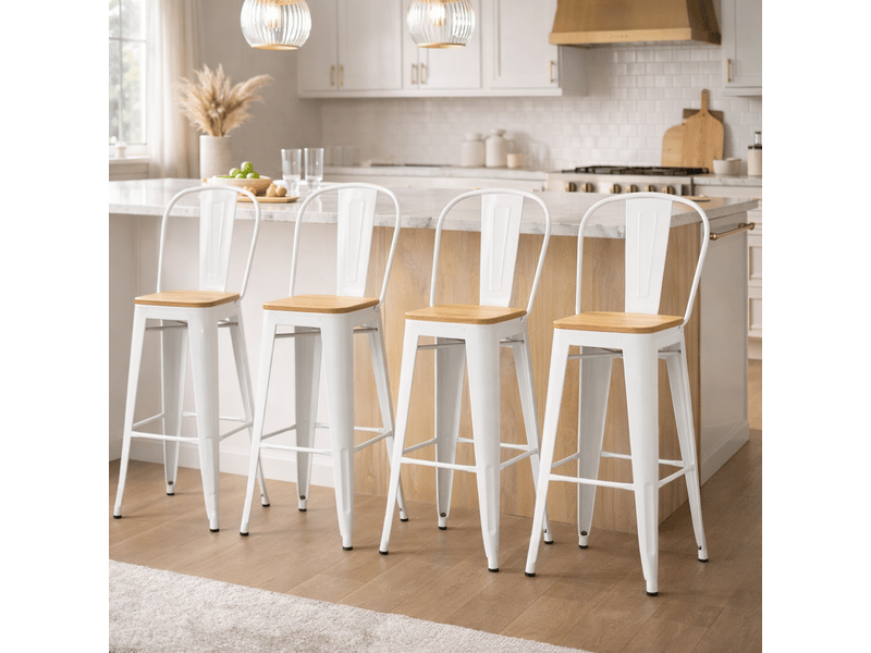  Lot de 4 tabourets de bar – style industriel – empilables  - Conforama B