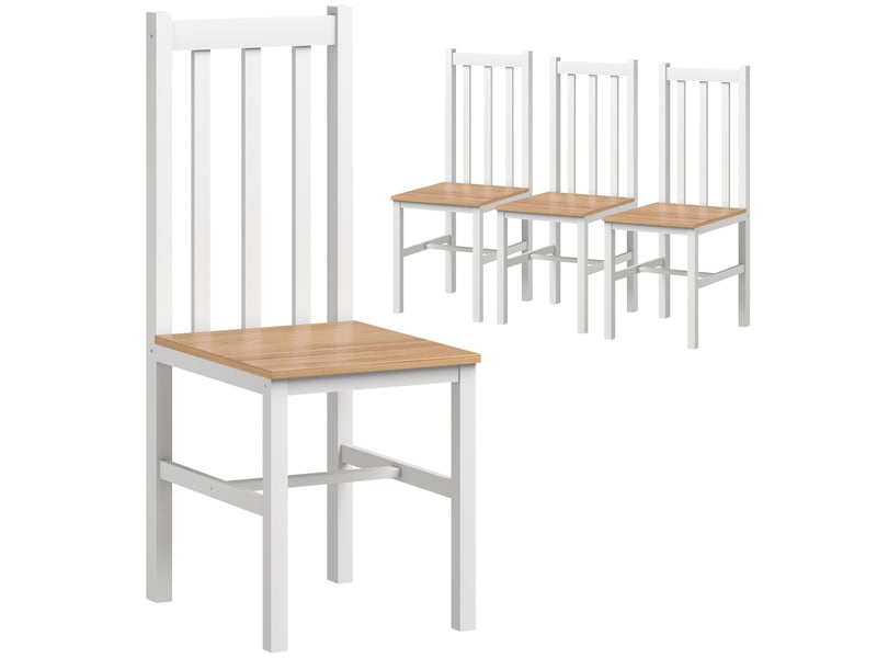  Lot de 4 chaises de salle à manger en pin massif naturel 38,5 x 47,5 x 99 cm  - Conforama A