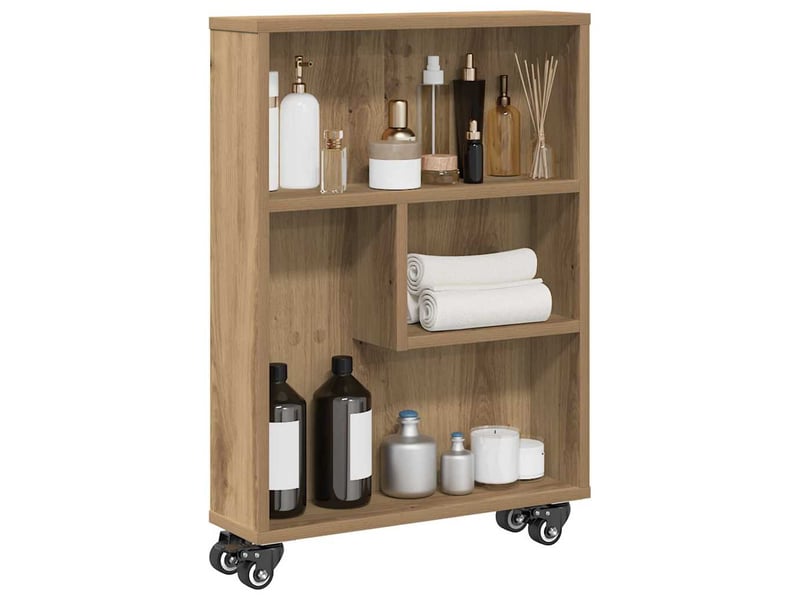  Chariot de rangement étroit chêne artisanal bois d'ingénierie  - Conforama C