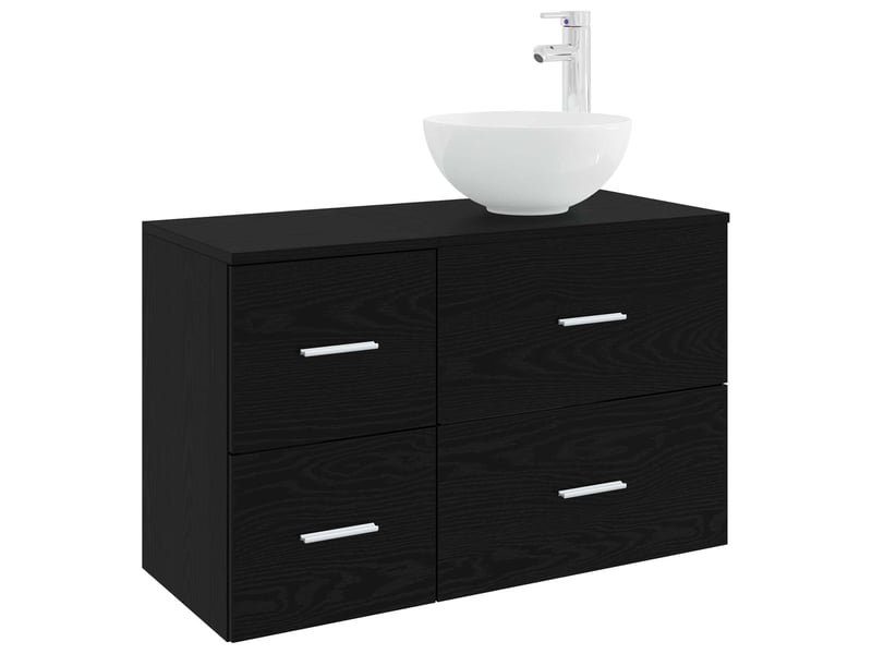  Ensemble de mobilier de salle de bain 2 pcs chêne noir shl5601  - Conforama A
