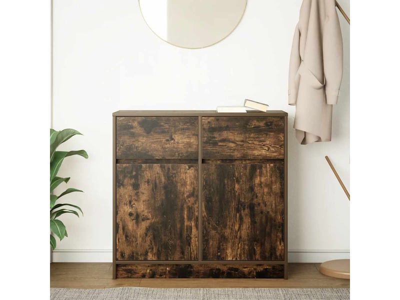  Buffet - bahut - meuble de rangement avec tiroir chêne fumé 80x34x76 cm bois d'ingénierie  - Conforama C