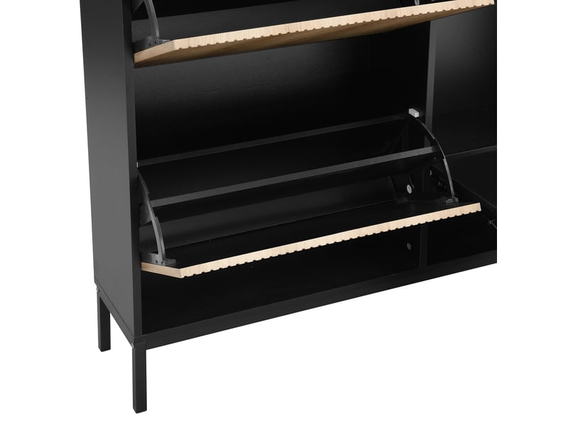  Meuble à chaussures avec banc escamotable mdf noir et naturel 100 x 25 x 100 cm WF230456458S-1 - Conforama E