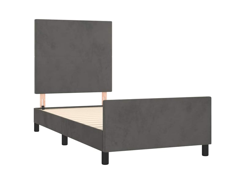  Lit simple- lit adulte -  cadre de lit sans matelas gris foncé 100x200 cm velours  - Conforama C