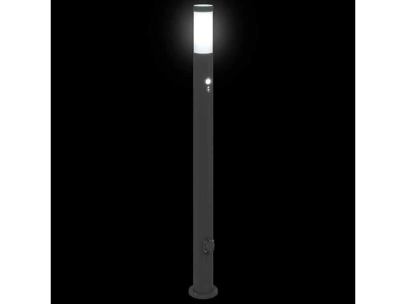 Lot de 3 borne lumineuse avec détecteur et prise 110 cm acier inoxydable ip44 shl60038 - Conforama E