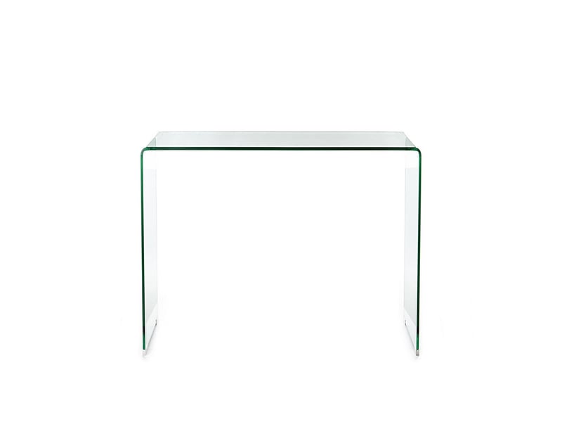 Console en verre courbé transparent pour entrée et salon mesa  - Conforama C
