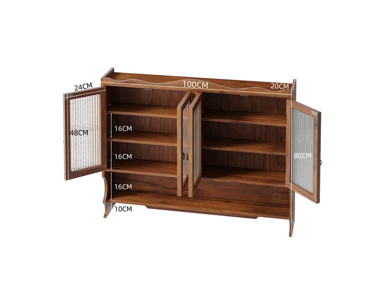  Armoire murale modèle retro 100 cm, marron, 4 portes, 2 niveaux rangement, crochets ouverts, cuisine salle bain  - Conforama C