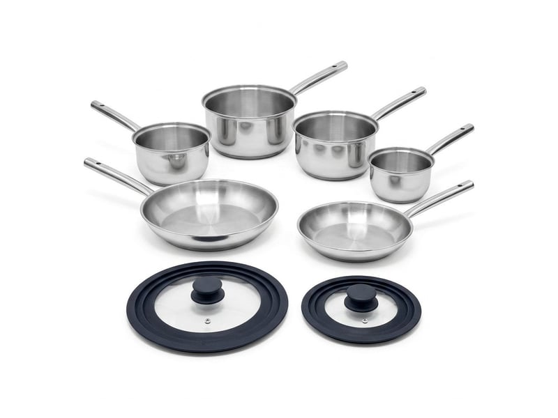  Lot de 4 casseroles 16182022 cm et 2 poêles en inox 2028 cm et couvercles fackelmann rhona 9133550B88 - Conforama A