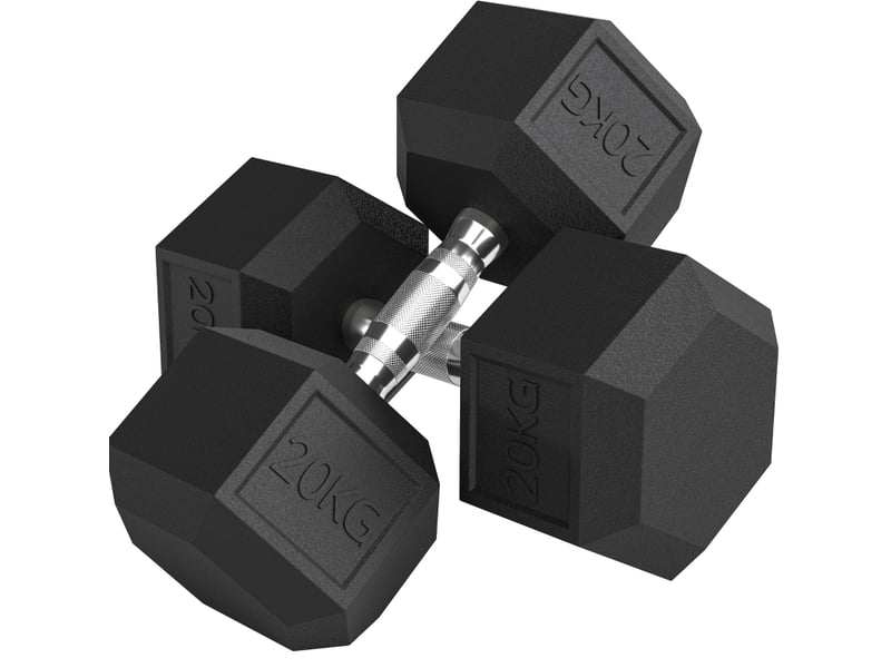  Lot de 2 haltères 20 kg 35,6x16,6x14,4 cm hexagonales métal noir  - Conforama A