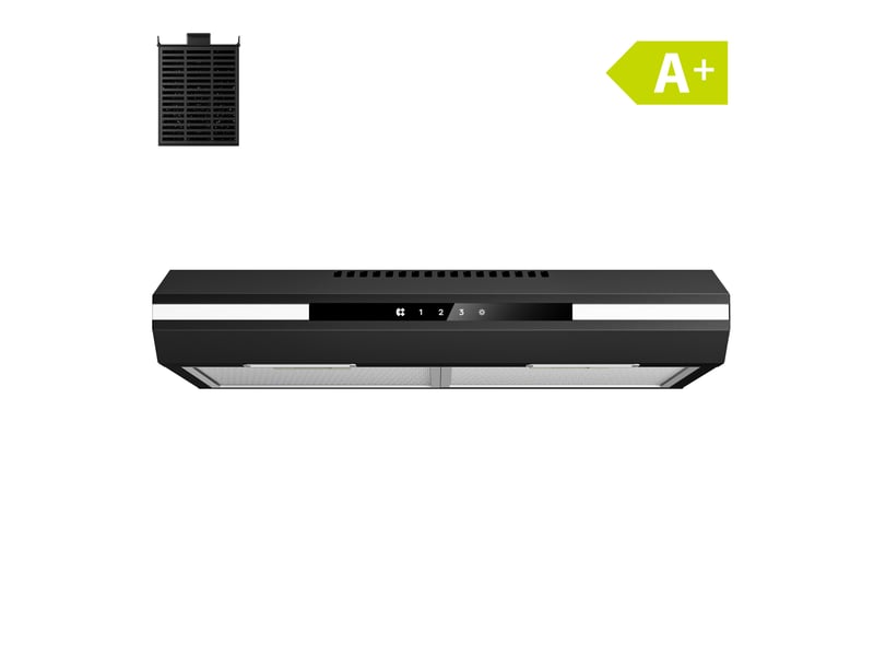 Hotte classique 60cm 320m³h classe a+ 3 vitesses touche tactile led affichage recyclage et évacuation noir cd6921b CD6921B