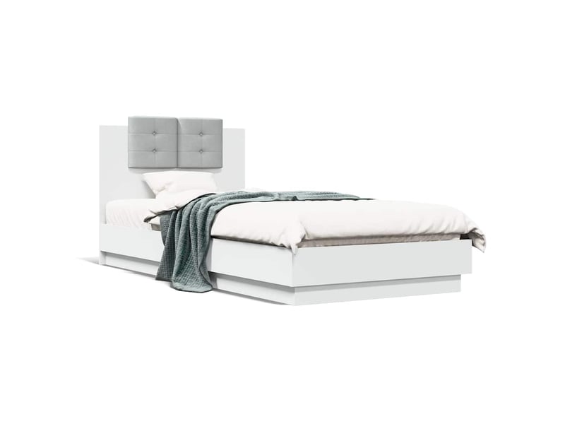  Lit simple- lit adulte -  cadre de lit avec led sans matelas blanc 100x200 cm  - Conforama D