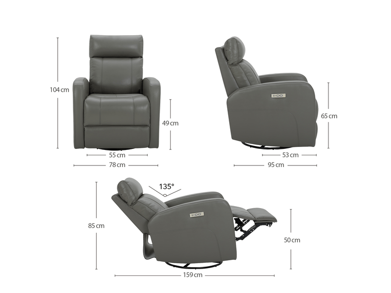  Fauteuil relax électrique pivotant 270° – cuir véritable pleine fleur premium – usbusb-c  - Conforama C