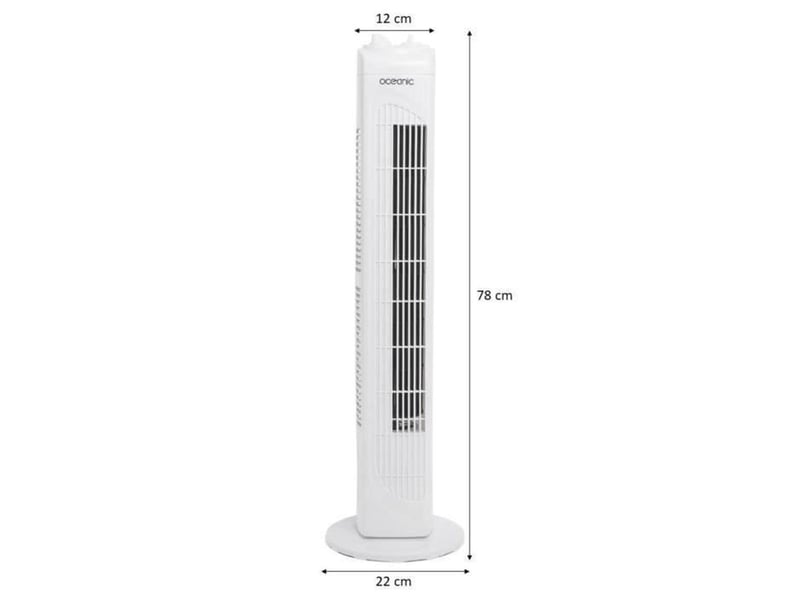 Ventilateur colonne oceanic - 45w - hauteur 78 cm - 3 vitesses - oscillant - minuterie - blanc  - Conforama B