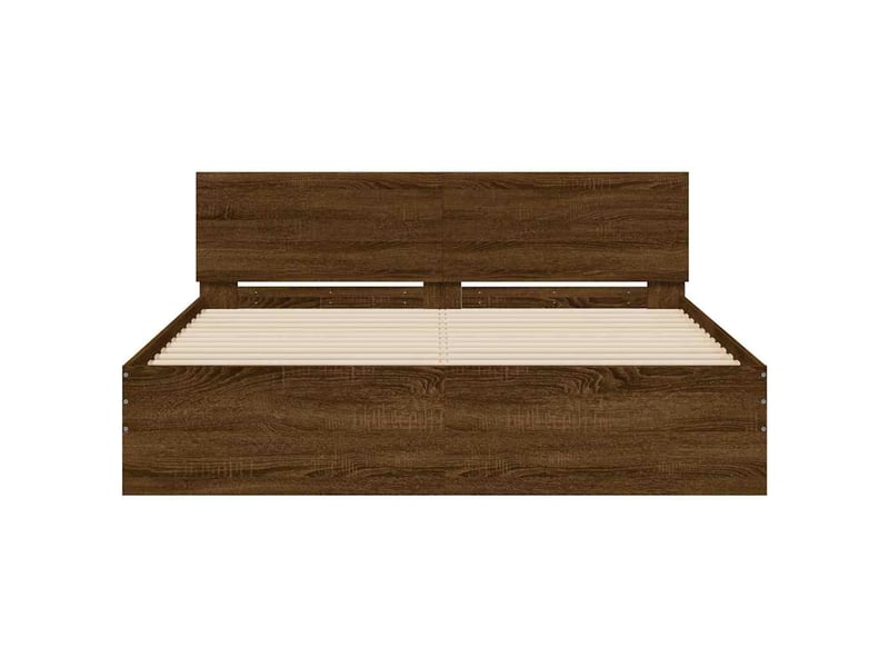  Lit double- lit adulte -  cadre de lit sans matelas chêne marron 150x200 cm  - Conforama D