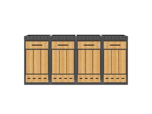 Coffre poubelle avec jardinière gris effet bois, 4 bacs 120-240 l, rangement extérieur