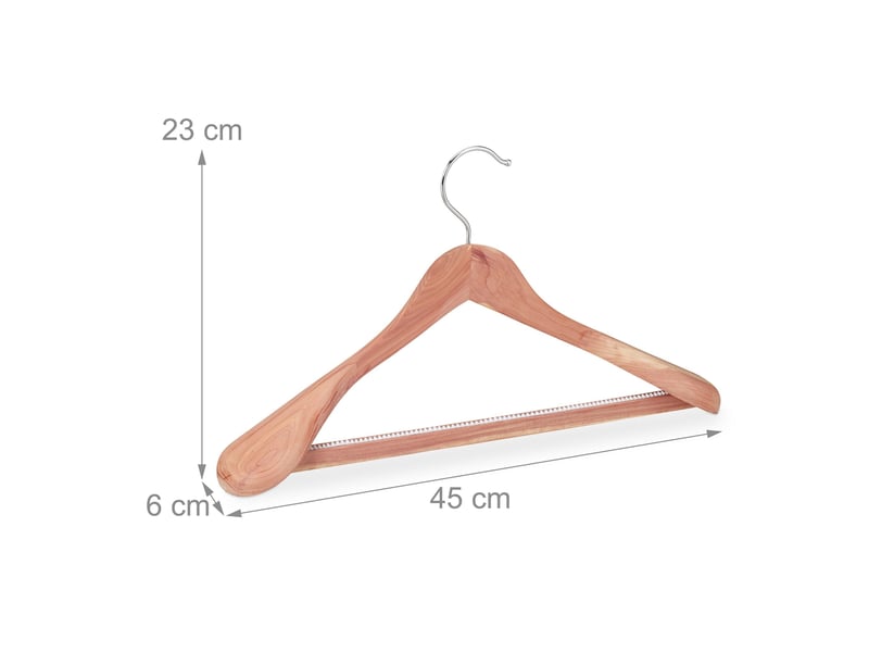  Lot de 5 cintres costumes en bois de cèdre traverse antidérapante 23 x 45 x 6 cm en bois naturel 13_0007814  - Conforama B