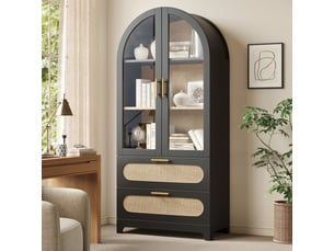 Vitrine coloris noir 3 étagère(s)  Fay Lum - 80 cmx175 cm